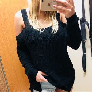 Gilded Intent cold shoulder sweater